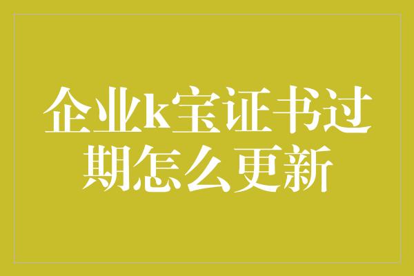 企业k宝证书过期怎么更新