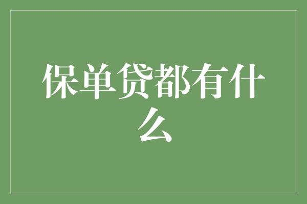 保单贷都有什么