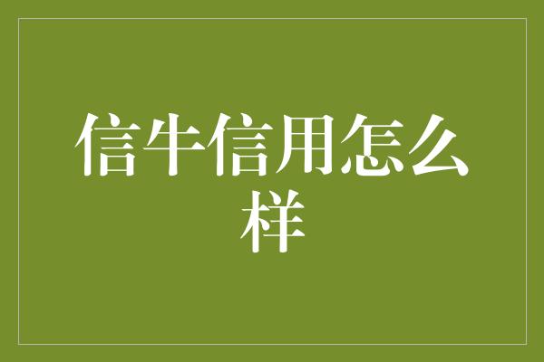 信牛信用怎么样