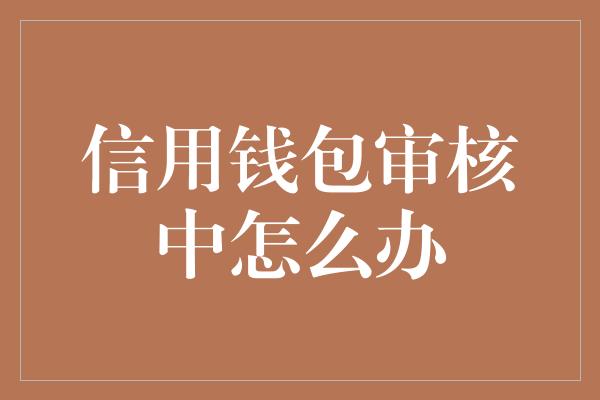 信用钱包审核中怎么办