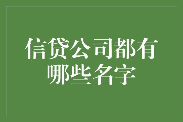 信贷公司都有哪些名字