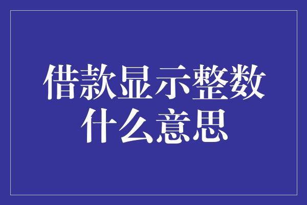 借款显示整数什么意思