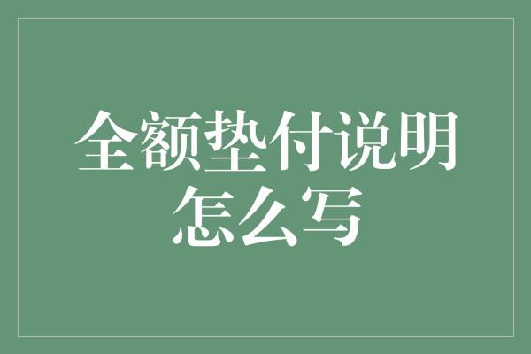 全额垫付说明怎么写