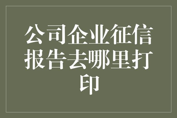 公司企业征信报告去哪里打印