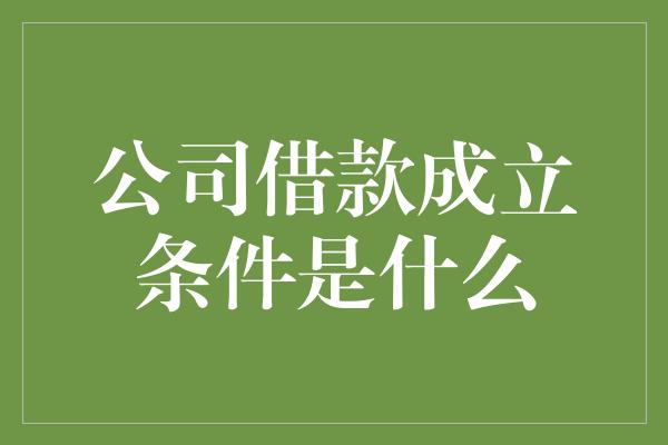 公司借款成立条件是什么