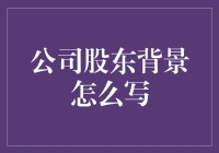 公司股东背景怎么写？难道是画画吗？