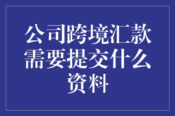 公司跨境汇款需要提交什么资料