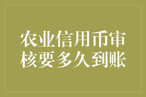 农业信用币审核要多久到账