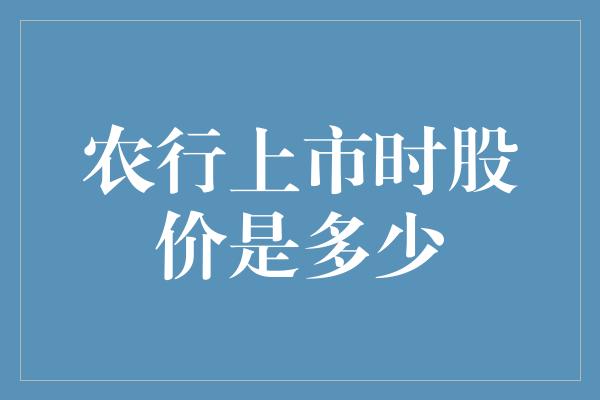 农行上市时股价是多少