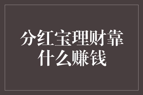 分红宝理财靠什么赚钱