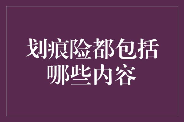 划痕险都包括哪些内容