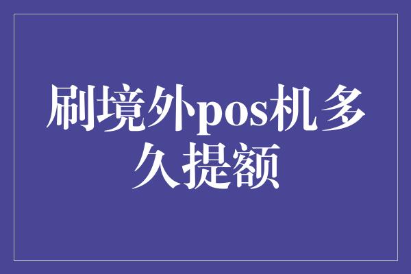 刷境外pos机多久提额