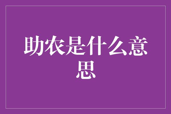 助农是什么意思