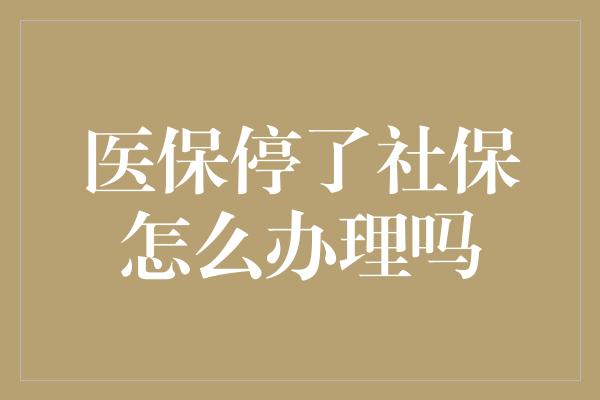 医保停了社保怎么办理吗