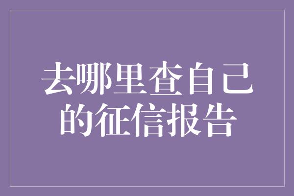 去哪里查自己的征信报告