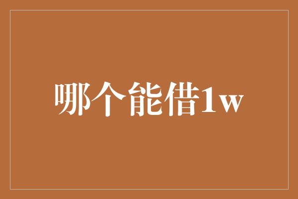 哪个能借1w