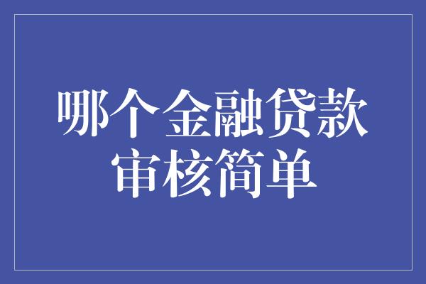 哪个金融贷款审核简单