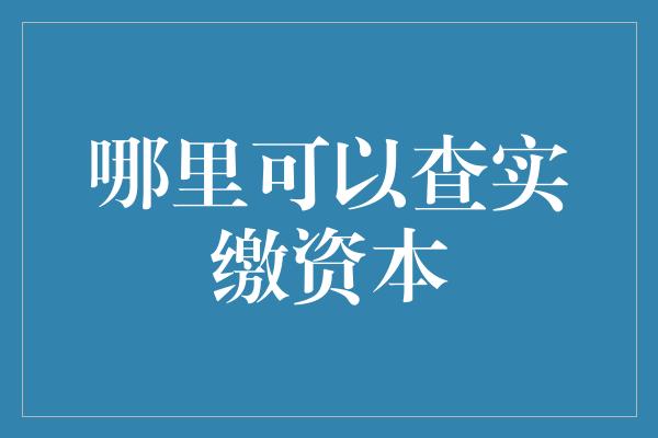 哪里可以查实缴资本