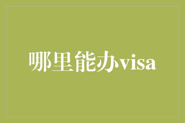 哪里能办visa