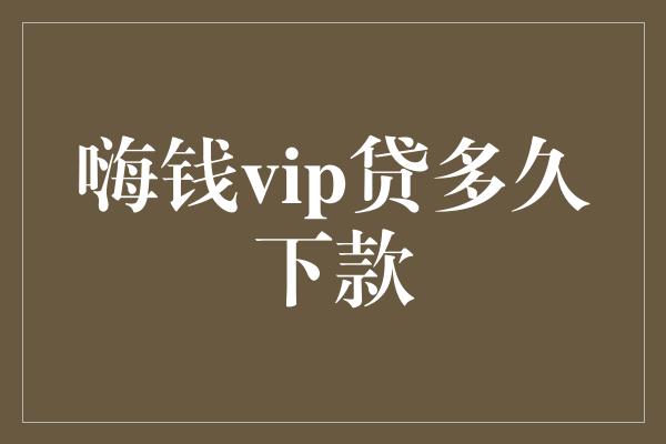 嗨钱vip贷多久下款