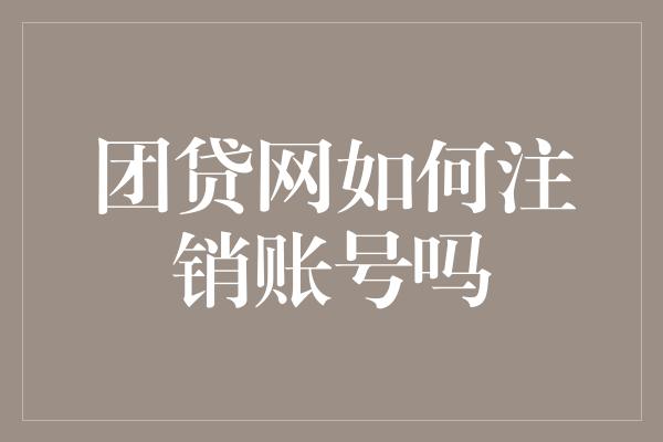 团贷网如何注销账号吗