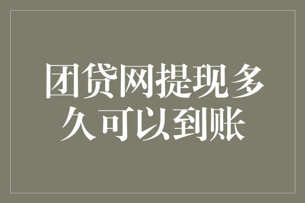 团贷网提现多久可以到账