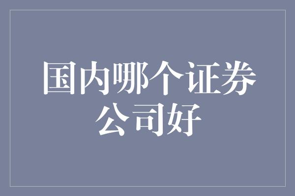 国内哪个证券公司好