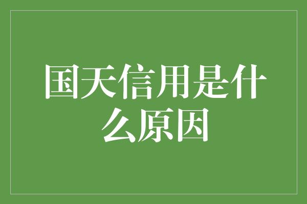 国天信用是什么原因