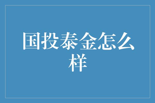 国投泰金怎么样