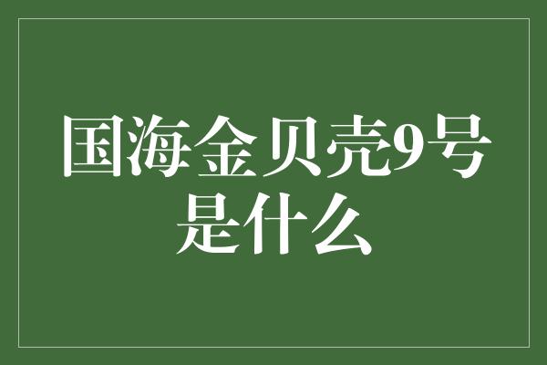 国海金贝壳9号是什么