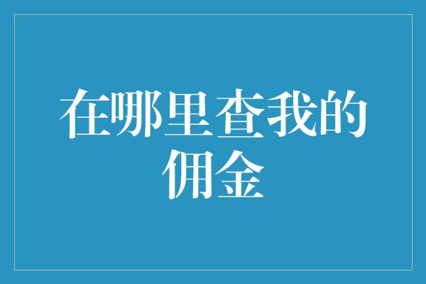 在哪里查我的佣金