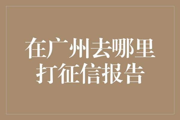 在广州去哪里打征信报告