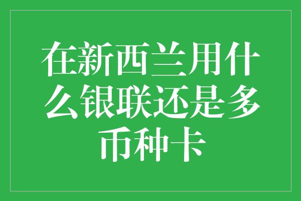 在新西兰用什么银联还是多币种卡