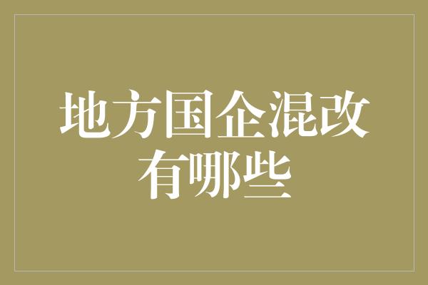 地方国企混改有哪些