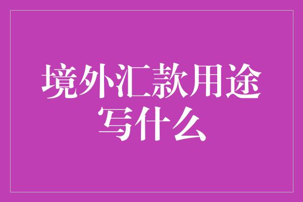 境外汇款用途写什么