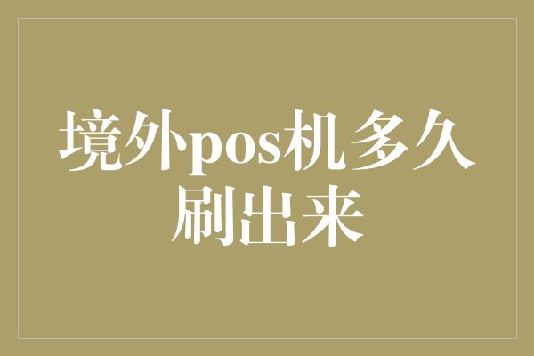 境外pos机多久刷出来