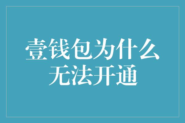 壹钱包为什么无法开通