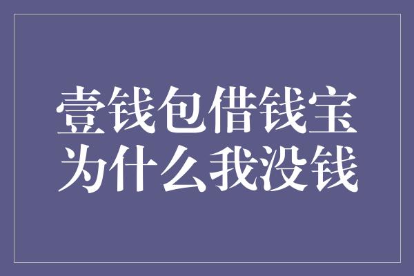 壹钱包借钱宝为什么我没钱