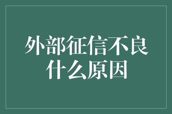 外部征信不良什么原因