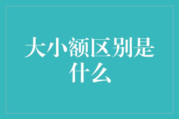 大小额区别是什么