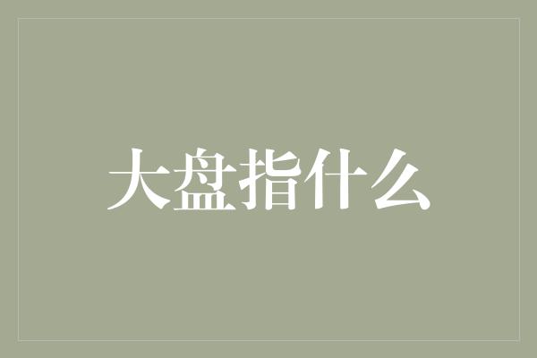 大盘指什么