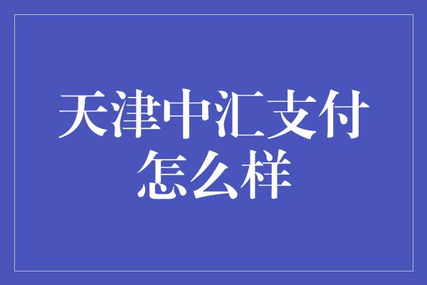 天津中汇支付怎么样