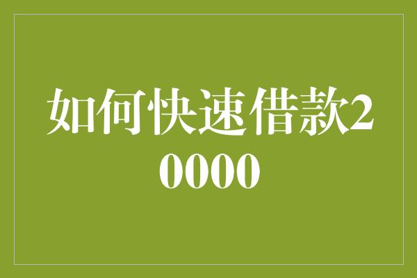 如何快速借款20000