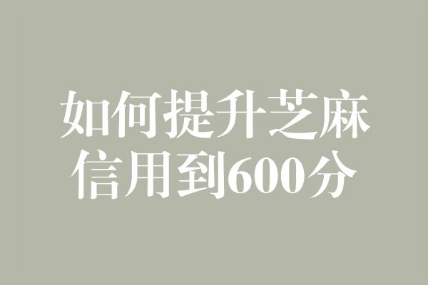 如何提升芝麻信用到600分