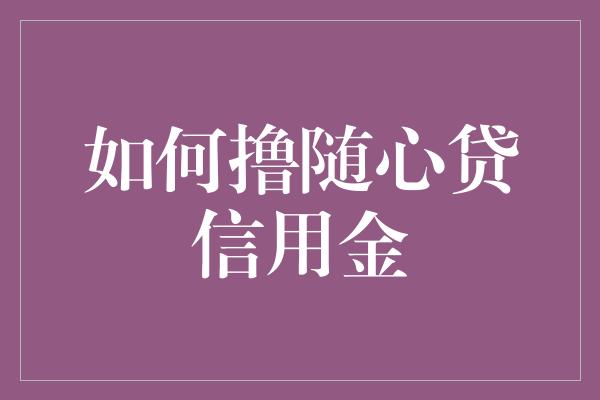 如何撸随心贷信用金