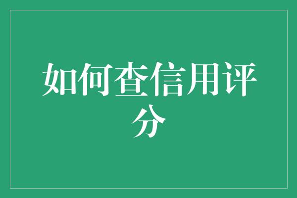 如何查信用评分