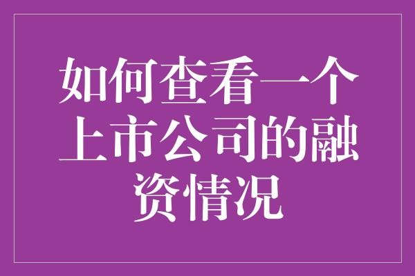 如何查看一个上市公司的融资情况