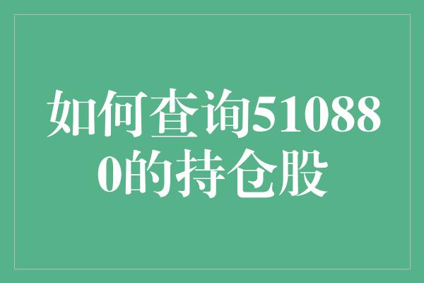 如何查询510880的持仓股