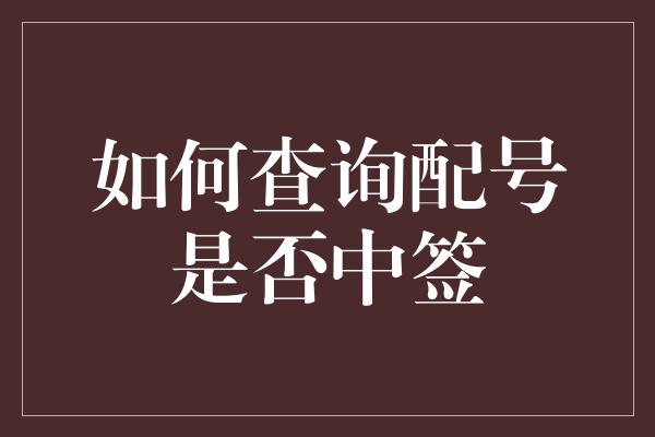 如何查询配号是否中签