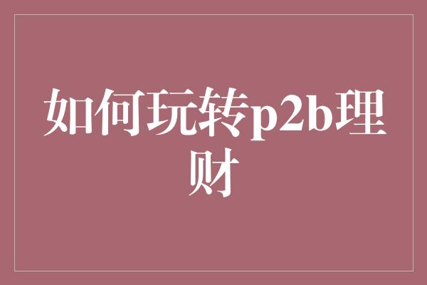 如何玩转p2b理财